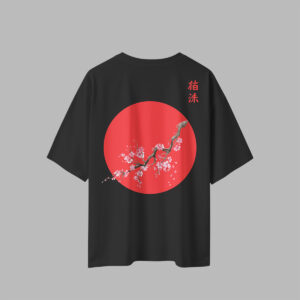 Unisex Japanese Typography Oversized T-shirt - Black