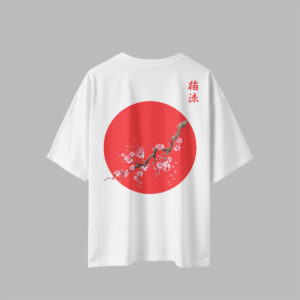 Unisex Japanese Typography Oversized T-shirt - White